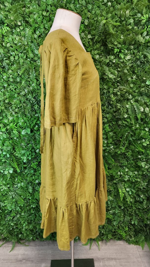 Lila By Liv Avocado Linen Sundress (6-8)