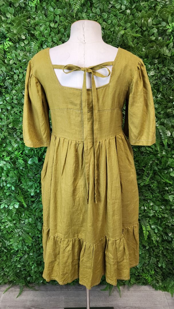 Lila By Liv Avocado Linen Sundress (6-8)