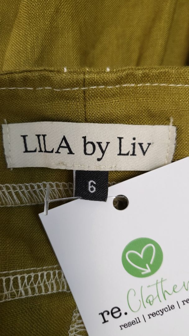 Lila By Liv Avocado Linen Sundress (6-8)