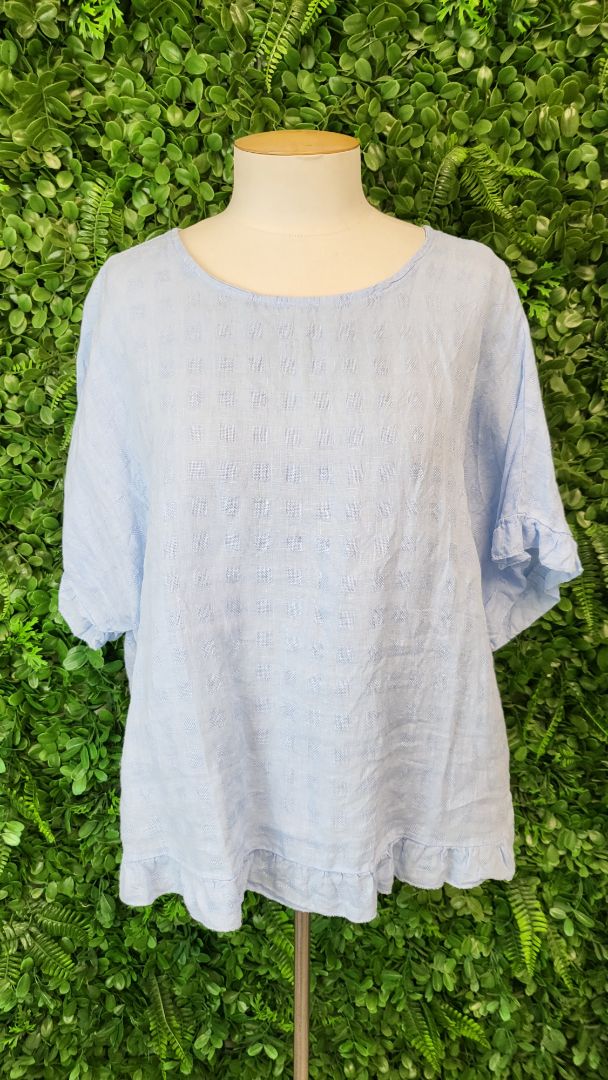 Luna Tomen Blue Linen Top (16)