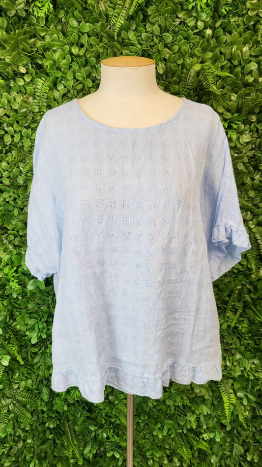 Luna Tomen Blue Linen Top (16)