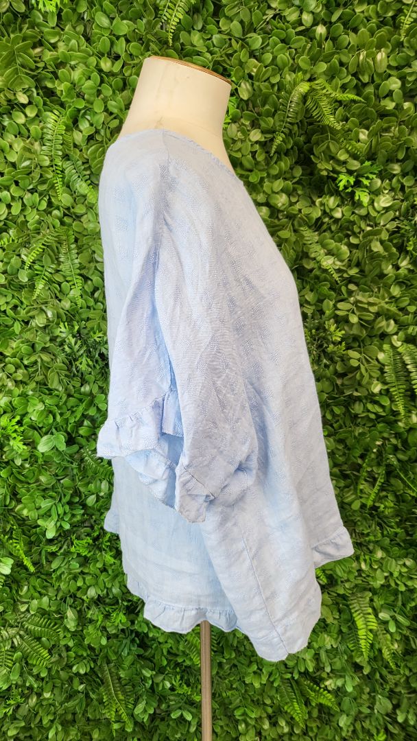 Luna Tomen Blue Linen Top (16)