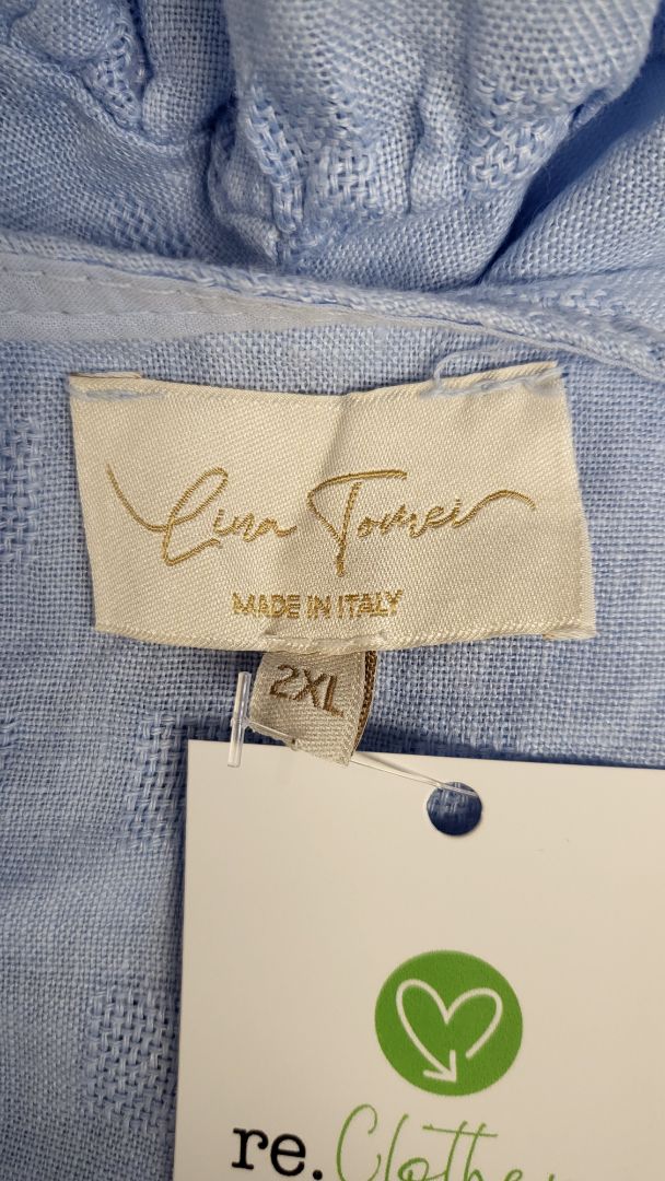Luna Tomen Blue Linen Top (16)