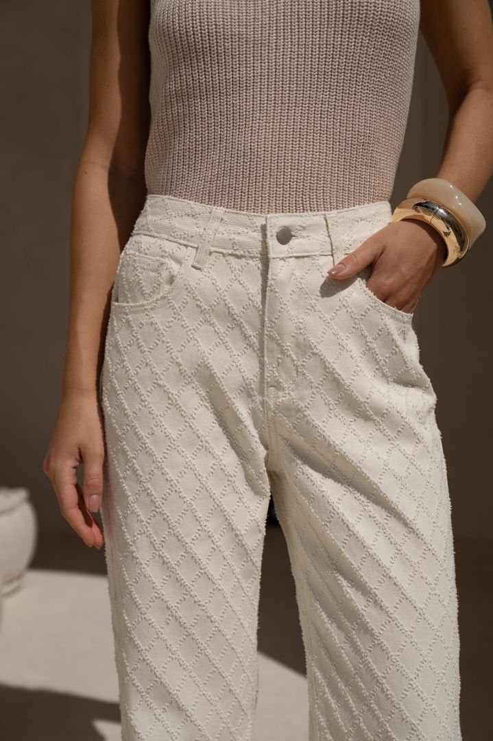 Heychic Cream Jacquard Pants (14)