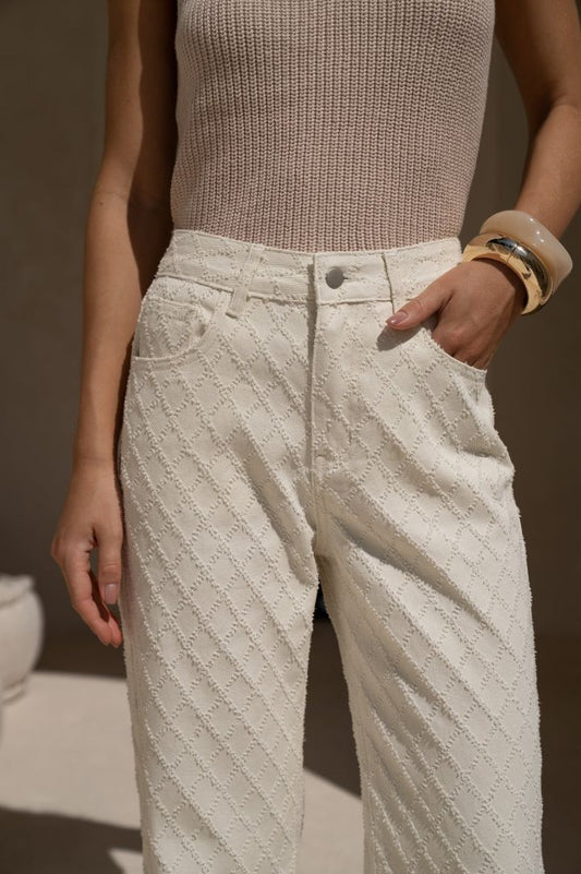 Heychic Cream Jacquard Pants (14)