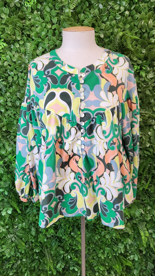 Isle of Mine Print Yoke Blouse (10-12)