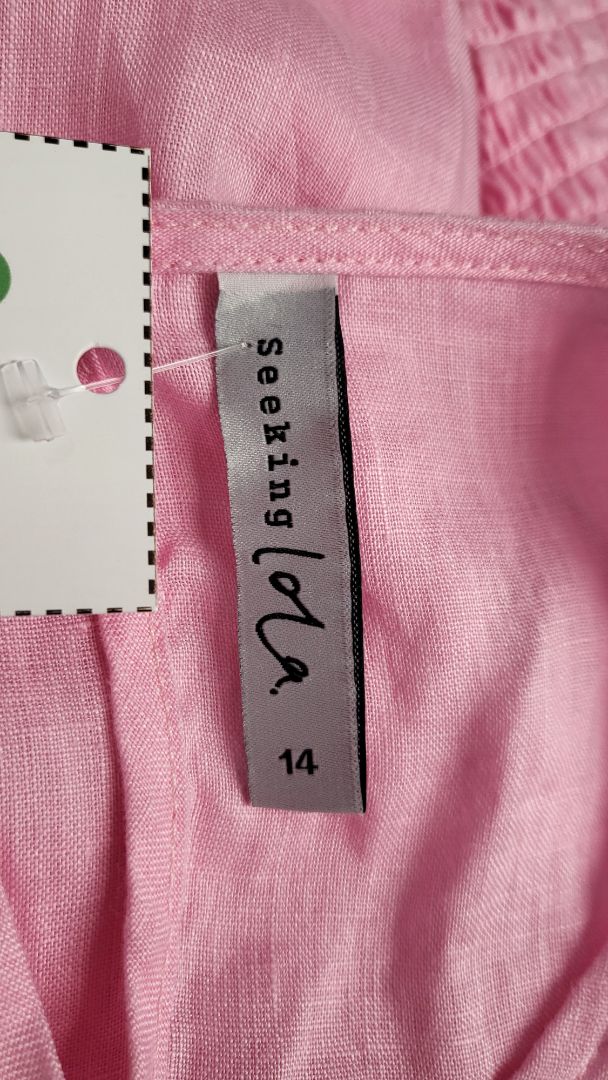 Seeking Lola Pink Linen Dress (14)