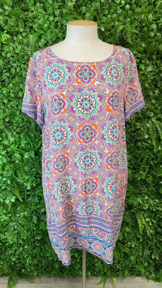 Kachel Print Silk Shirt Dress (16)