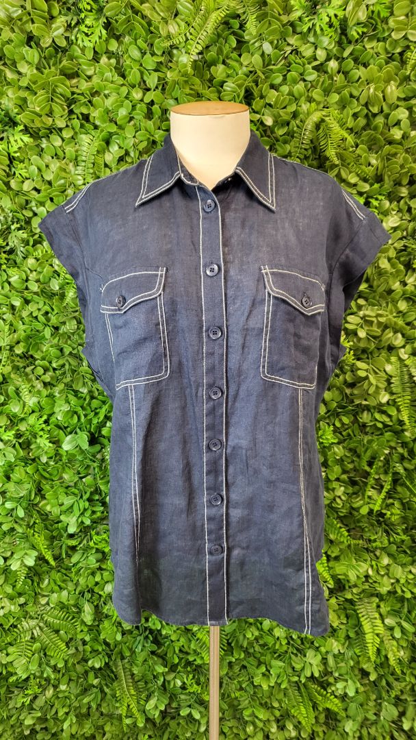 Sportscraft Navy Linen Top (12)