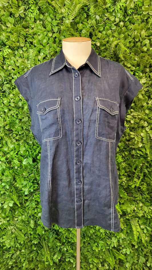 Sportscraft Navy Linen Top (12)