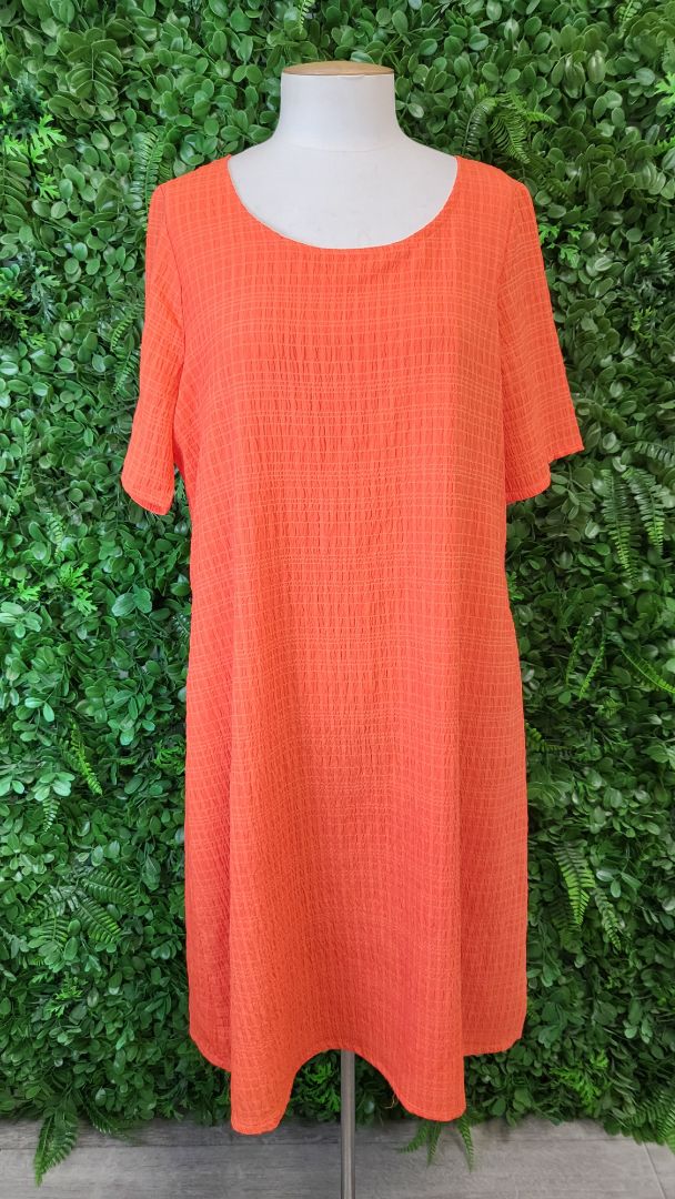 Lemon Tree Orange Textured Shift Dress (12)
