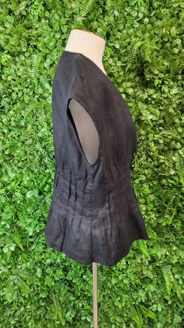 Jag Black Linen Tie Top (12)
