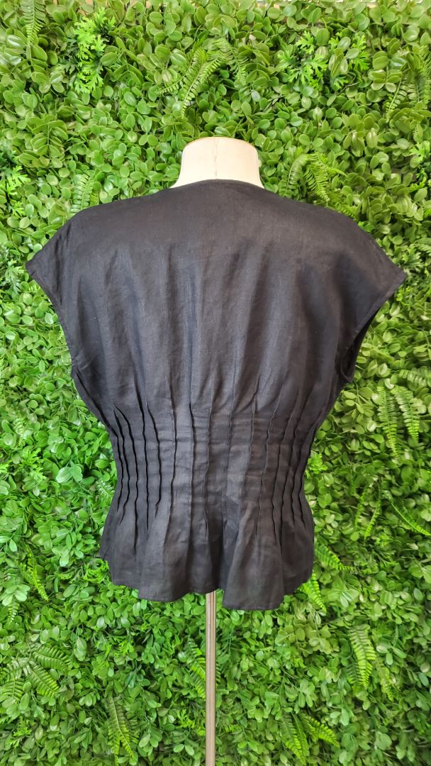 Jag Black Linen Tie Top (12)
