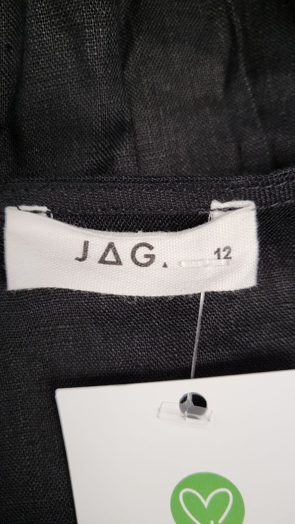 Jag Black Linen Tie Top (12)