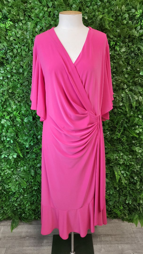 Joseph Ribkoff Pink Wrap Frill Dress BNWT (14)