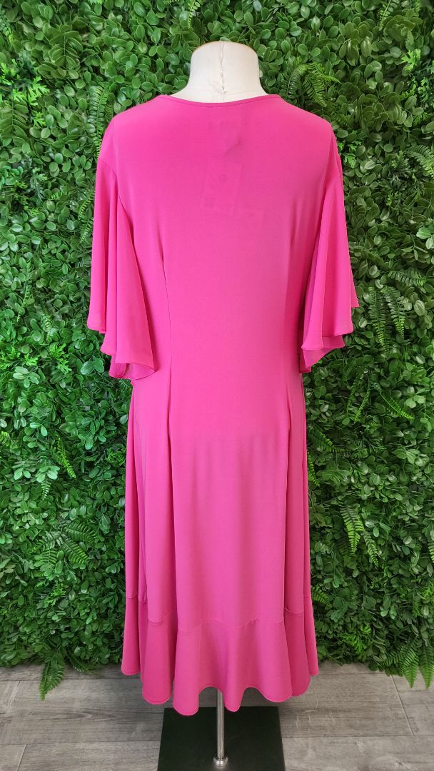 Joseph Ribkoff Pink Wrap Frill Dress BNWT (14)