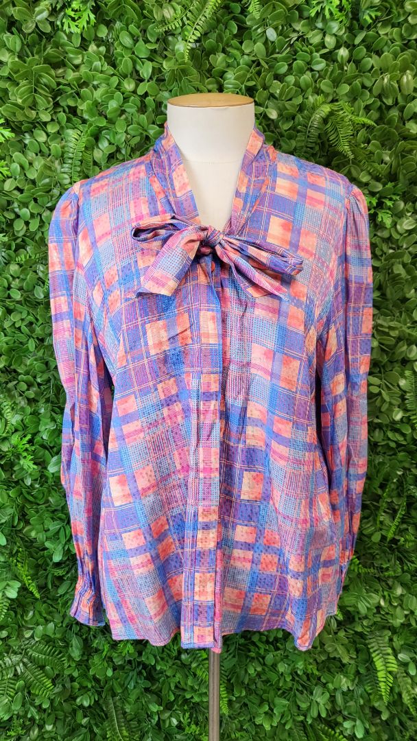 Blue Illusion Check Tie Front Shirt (12)
