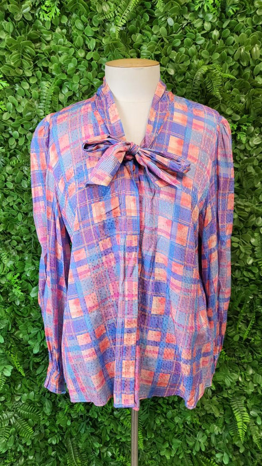 Blue Illusion Check Tie Front Shirt (12)