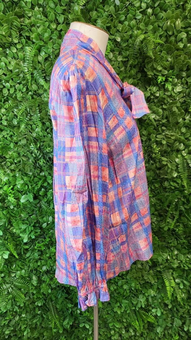Blue Illusion Check Tie Front Shirt (12)
