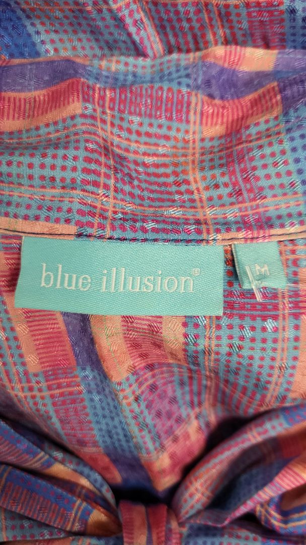 Blue Illusion Check Tie Front Shirt (12)