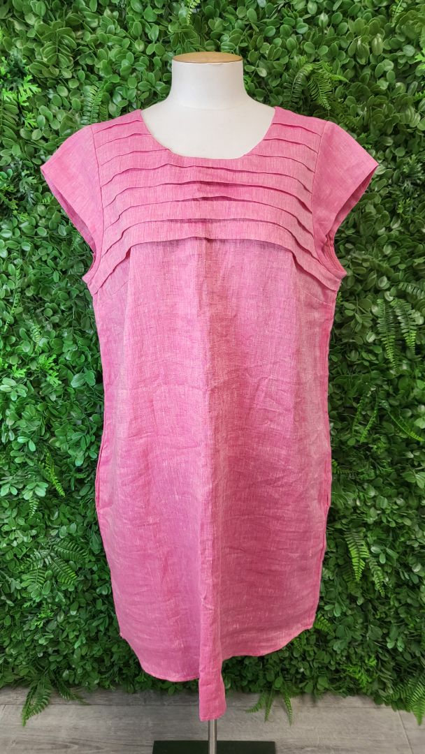 Blue Illusion Pink Linen Shift Dress (18)
