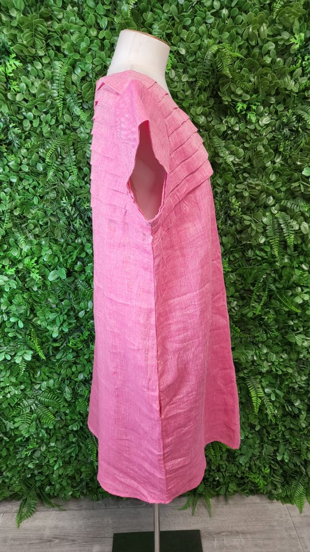 Blue Illusion Pink Linen Shift Dress (18)