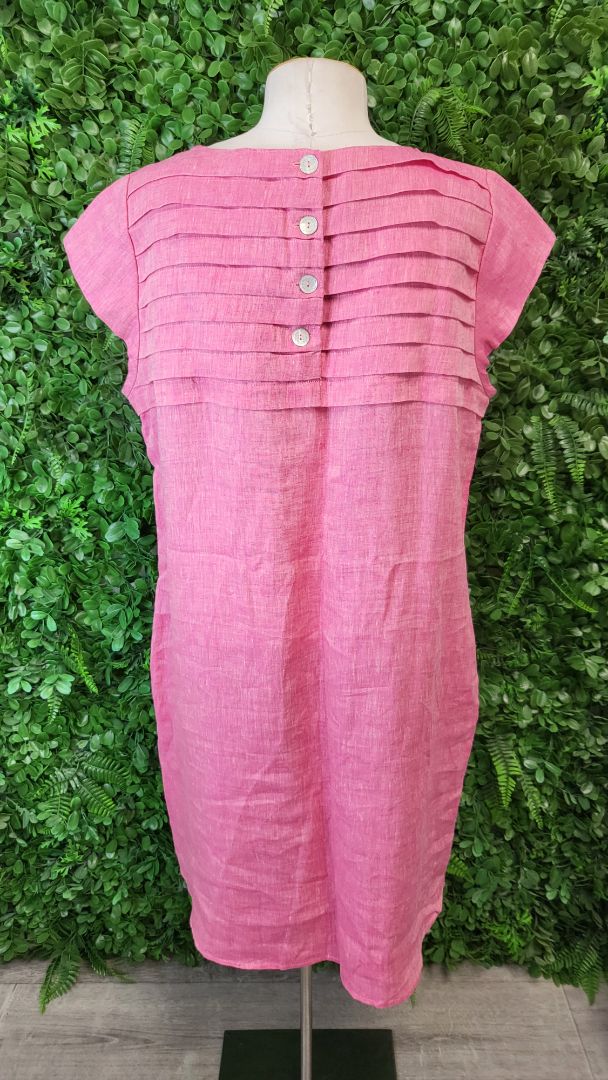 Blue Illusion Pink Linen Shift Dress (18)