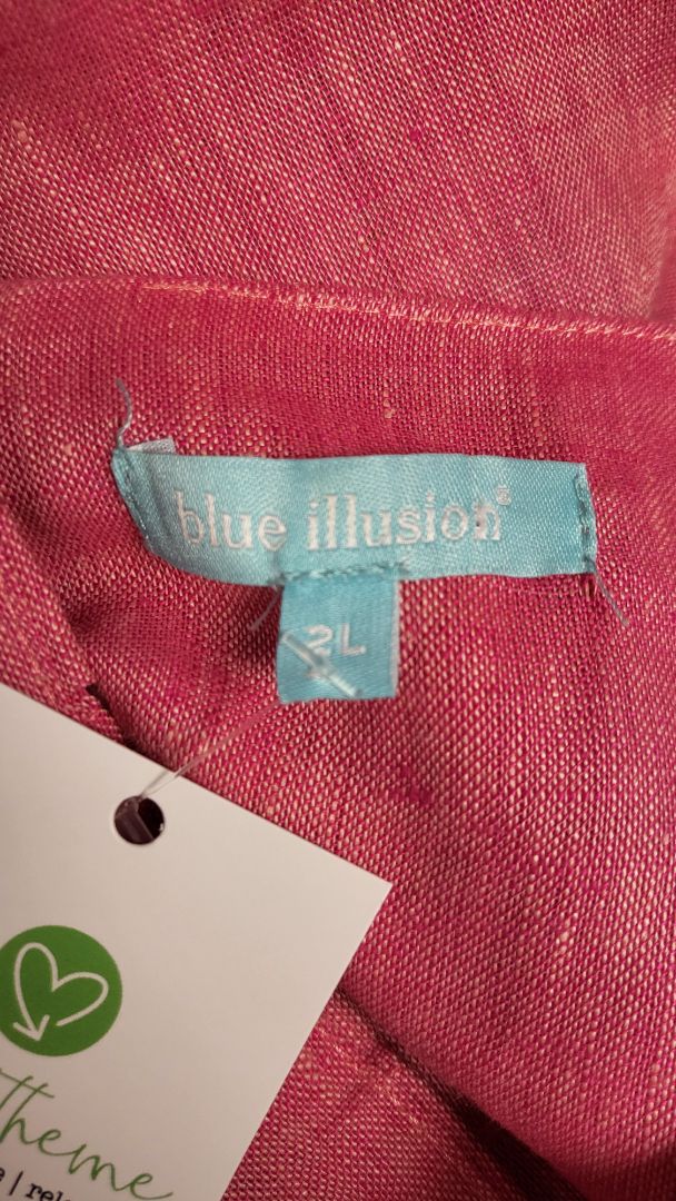 Blue Illusion Pink Linen Shift Dress (18)