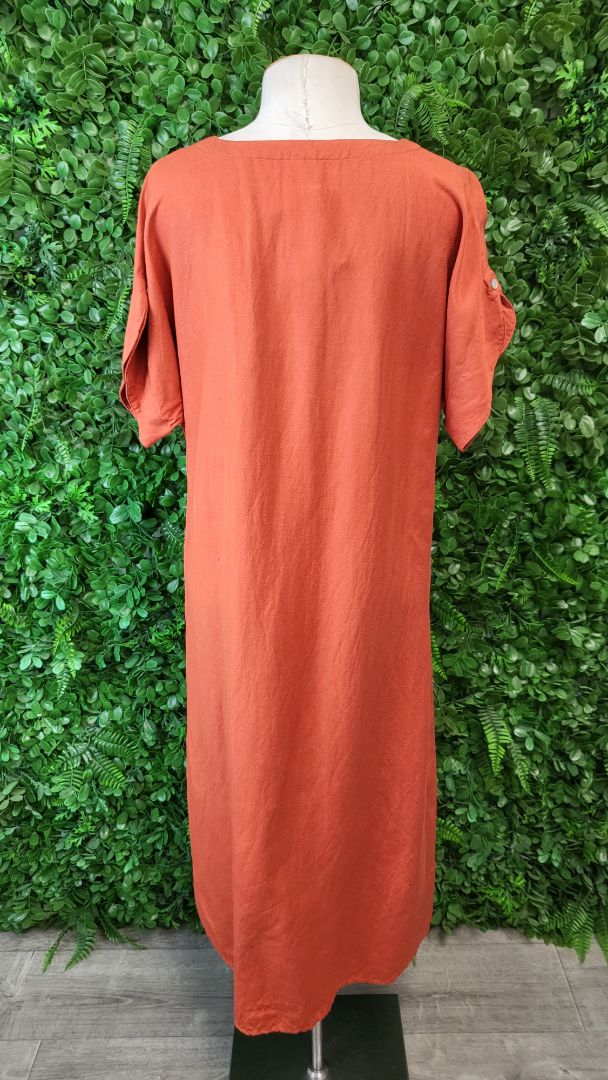 Blackstone Rust Linen Blend Dress (12)