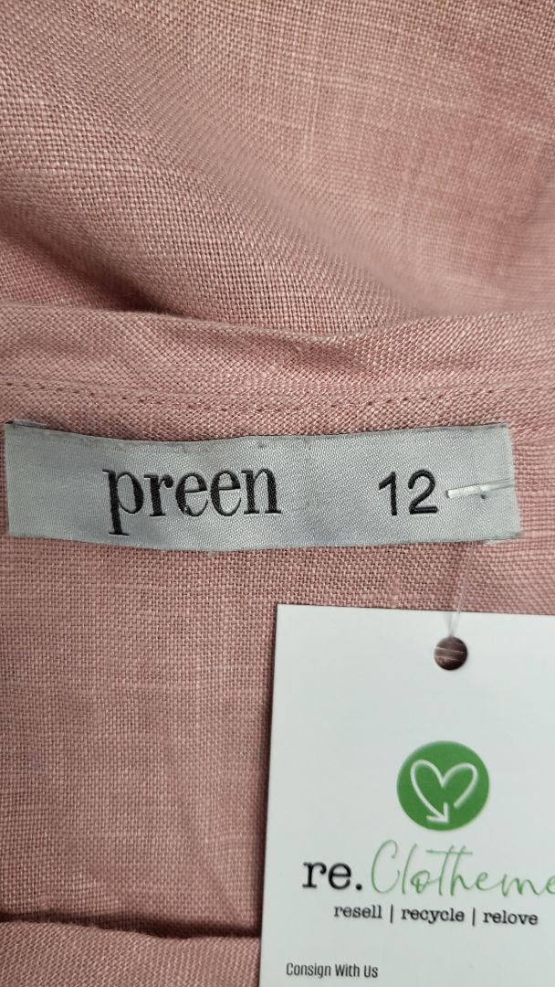 Preen Pink Linen Shift Dress (12)