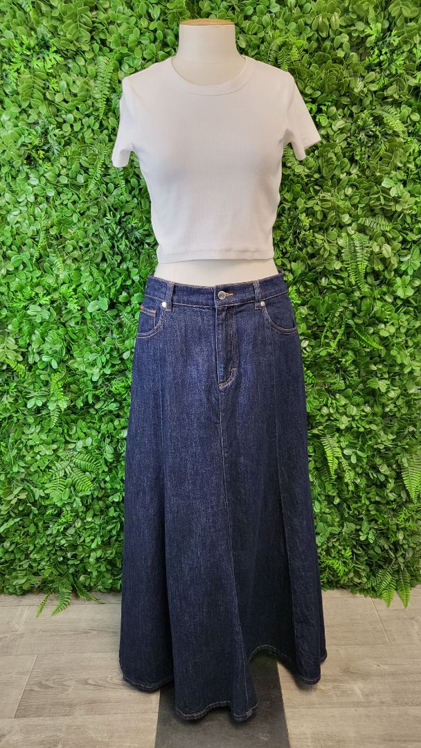 Commonry Dark Blue Denim Maxi Skirt (10)