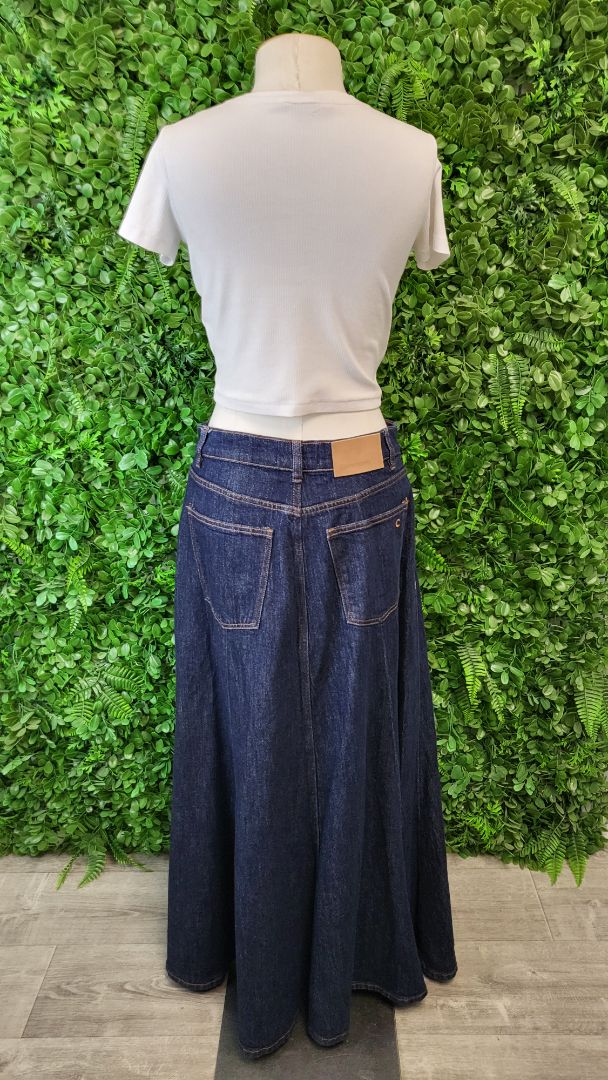 Commonry Dark Blue Denim Maxi Skirt (10)
