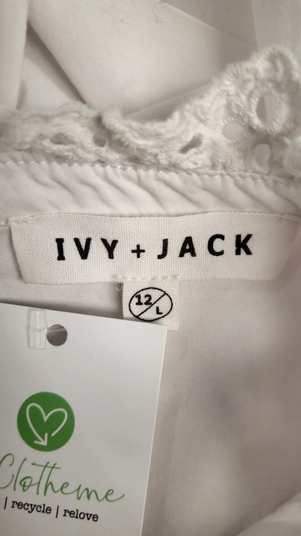 Ivy + Jack White Bib Front Top (12-14)