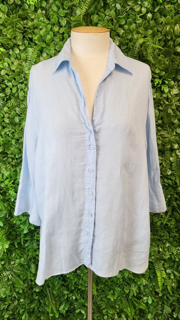 Zara Light Dusky Blue Linen Shirt (10)