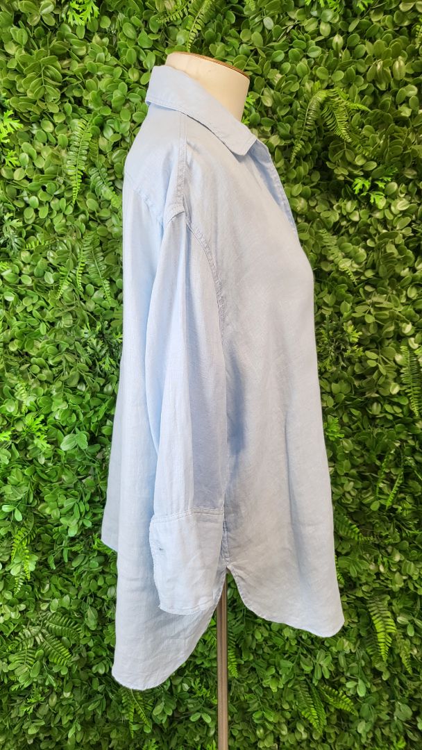 Zara Light Dusky Blue Linen Shirt (10)