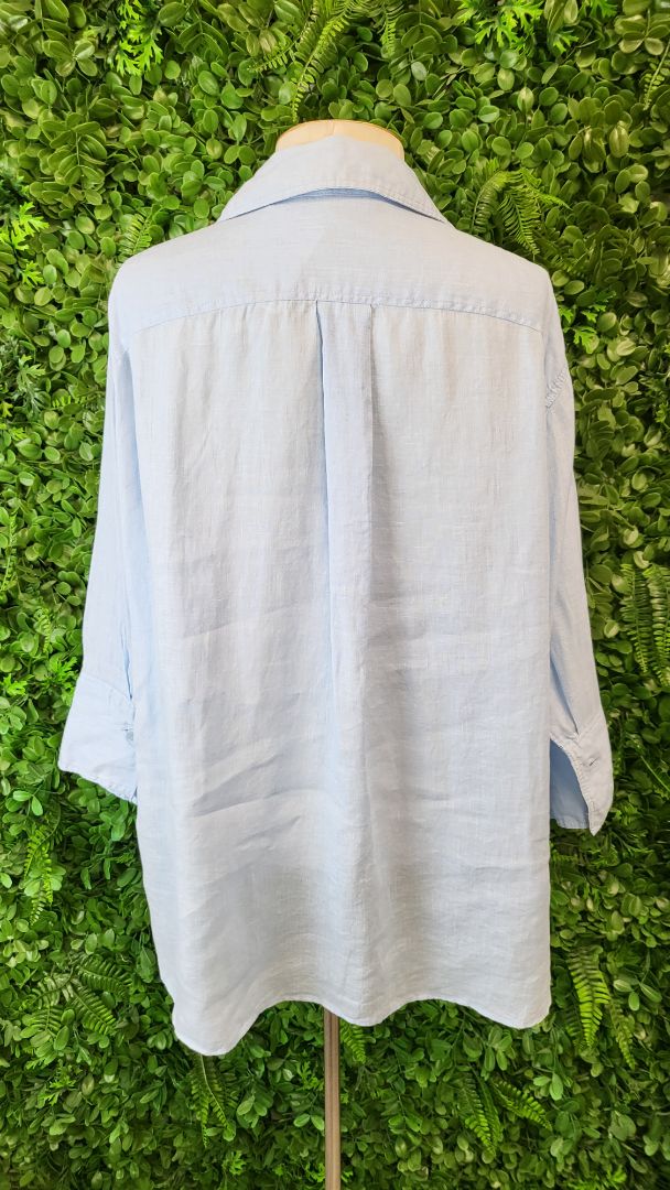 Zara Light Dusky Blue Linen Shirt (10)