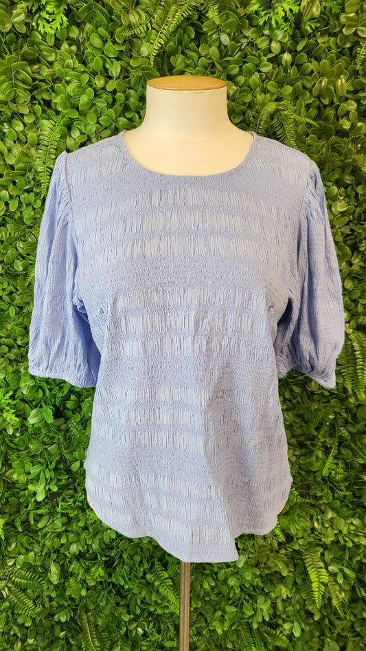 Seeking Lola Pale Blue Shirred Top (10)