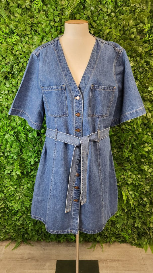 Addison Mid Blue Denim Mini Dress (18)