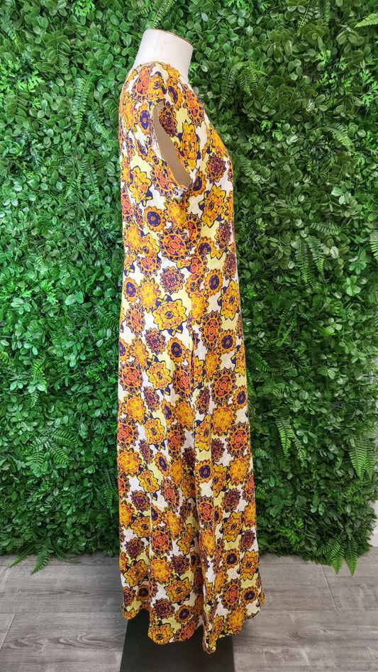 Neris Sunflower Print Linen Dress (10)