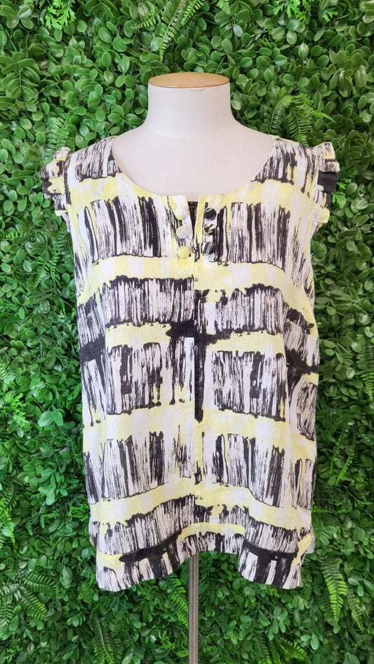 Blue Illusion Print Linen Top (12)