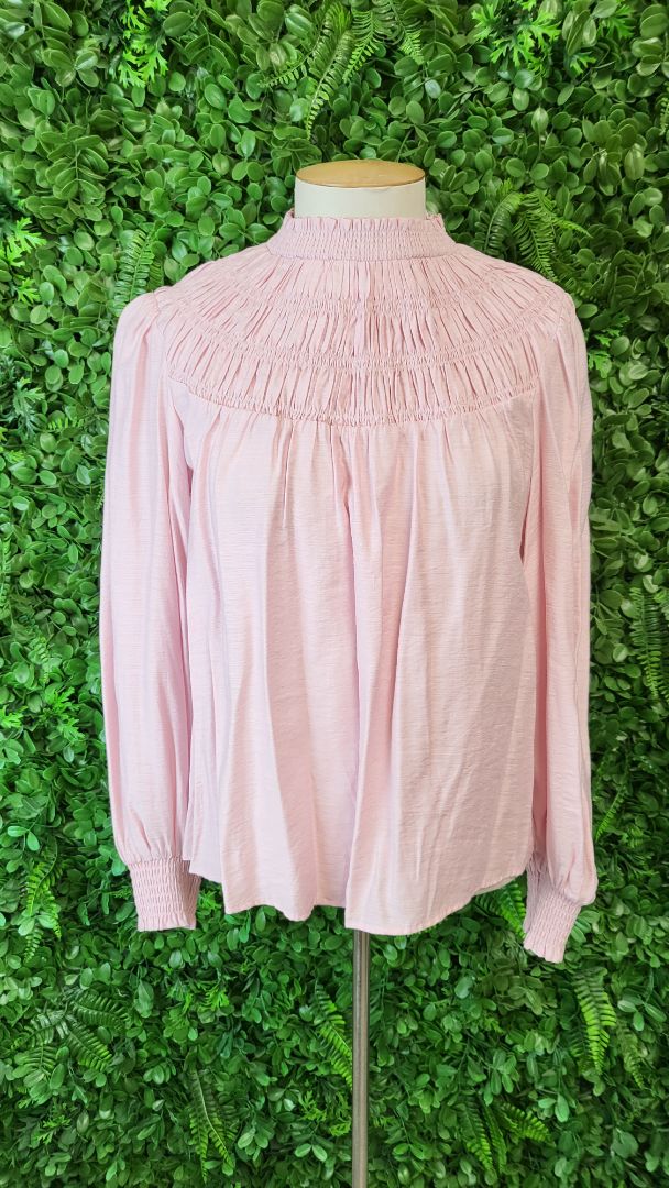 Seeking Lola Pink Shirred Yoke Top (12)