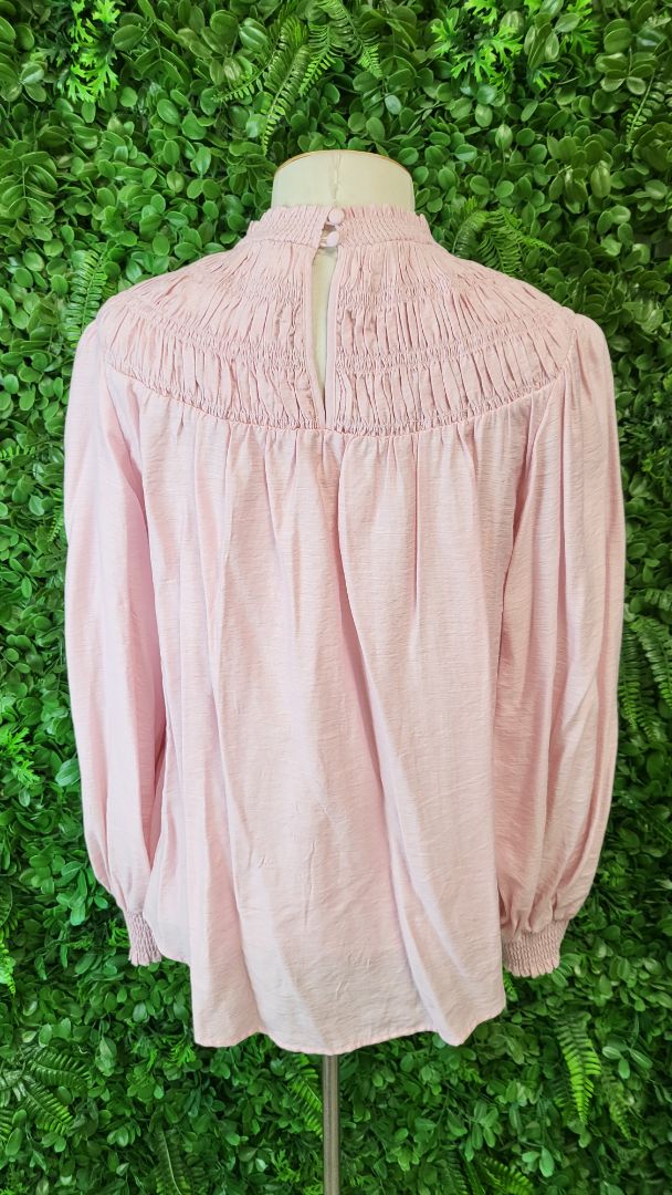 Seeking Lola Pink Shirred Yoke Top (12)