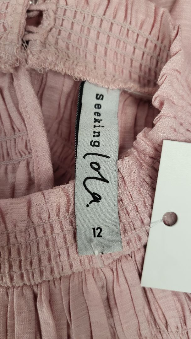 Seeking Lola Pink Shirred Yoke Top (12)