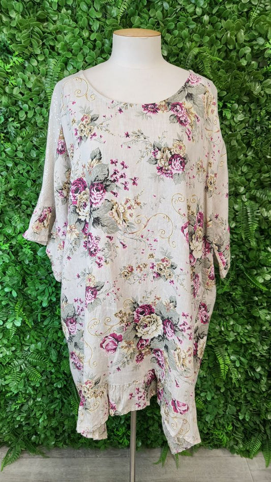 Helga May Print Sequin Linen Dress (16)