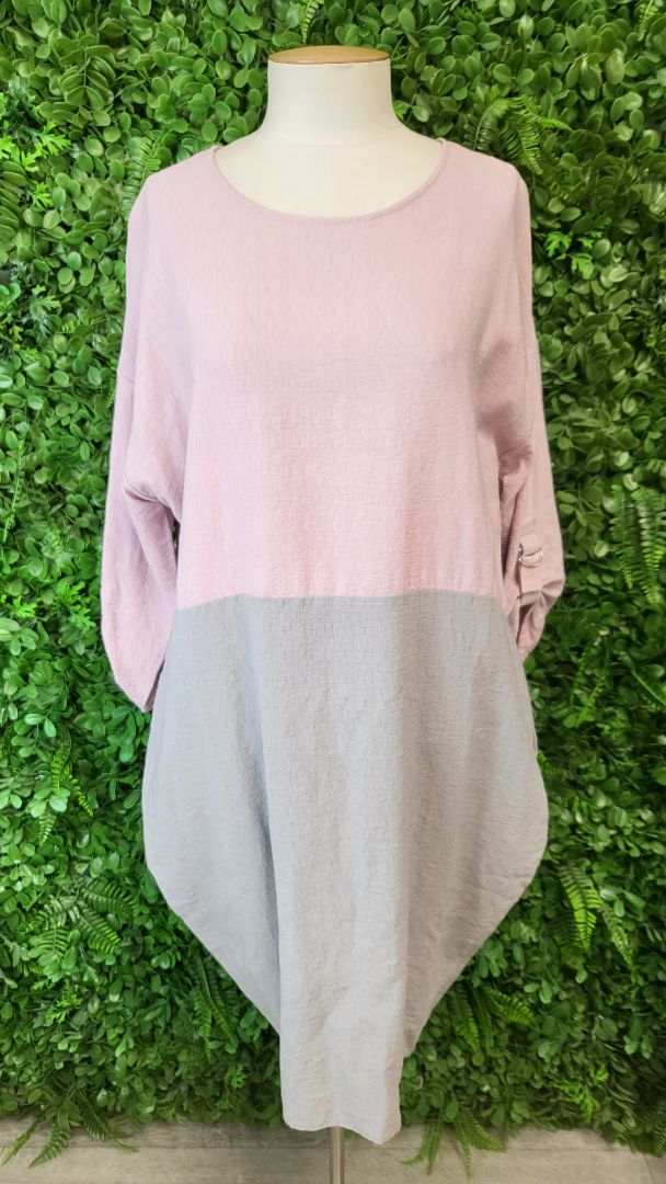 Dressed Pink/Grey Contrast Dress (12-14)