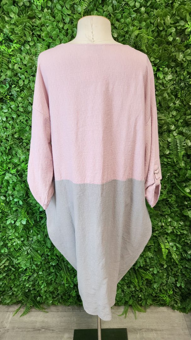 Dressed Pink/Grey Contrast Dress (12-14)