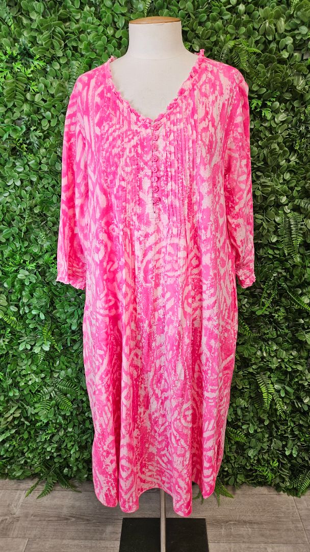 Orientique Pink Print Cotton Dress (16)