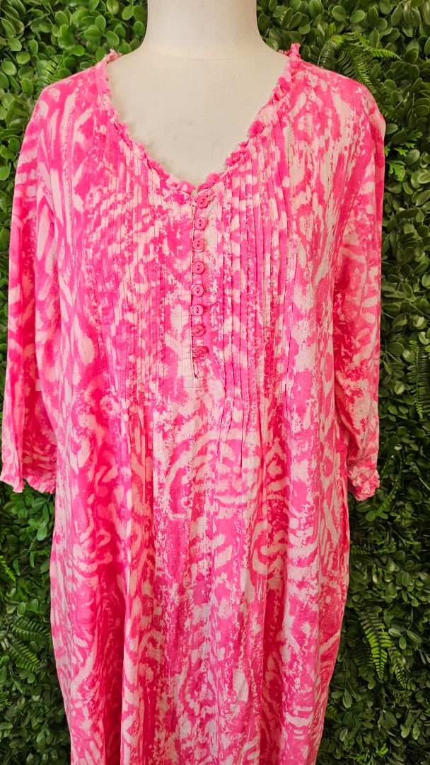 Orientique Pink Print Cotton Dress (16)