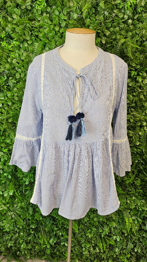 Drama The Label Blue Peasant Top (14)