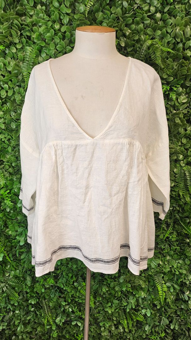 Meg By Design Off White Linen Top (OSFM)